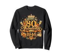 Womens Cheers to 80 Years Old EST 1946 80th Birthday Queen Felpa