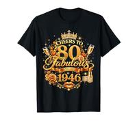Womens Cheers to 80 Years Old EST 1946 80th Birthday Queen Maglietta