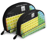 Womens Chemical Table of Elements Astucci da viaggio per cosmetici Impermeabile 2PC Pochette per trucco Pochette per cosmetici e articoli da toeletta Borsa da toilette portatile da viaggio per ragaz