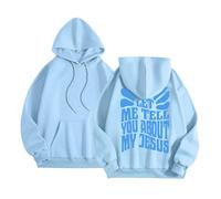 Womens Christian Let Me Tell You About My Jesus Felpe con cappuccio Comfort con cappuccio Western Top con cappuccio Moda religiosa Manica lunga Casual Grafica Girocollo Abiti alla moda 2025 Estetica