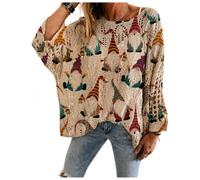 Women's Christmas Crochet Knit Sweater Loose Batwing Sleeve Pullover