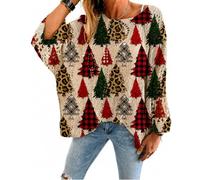 Women's Christmas Crochet Knit Sweater Loose Batwing Sleeve Pullover