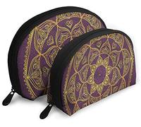 Womens Circular Mandala Design Eastern Travel Cosmetic Bags Waterproof 2PC Pochette per trucco Pochette per cosmetici e articoli da toeletta Organizer Borsa da viaggio portatile Pochette da toilette