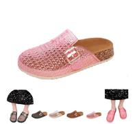 Women's Clear Jelly Mules Clog,Closed Round Toe Mesh Hollow Sandals with Adjustable Buckle,Summer Beach Non-Slip Sandals