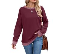 Women's Color Block Crewneck Sweatshirt Long Sleeve Loose Fit Pullover Top Casual Ribbed Cuff Hem Fall Winter Soft Comfortable Basic Shirt