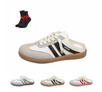 Women's Colorblock Sneakers,Casual Slides,Trendy Slip-On Shoes,Non-Slip Open Back Shoes for Daily Wear Gym Fits(Black,41 EU)