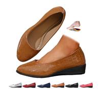 Women's Comfortable Arch Support Wedge Slip-On Shoes, Lightweight Non-Slip Shoes Low Heel Wedge Casual Work Ballerina Court Loafers, Texture marrone, 37 EU