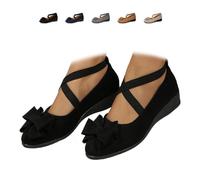 Women's Comfortable Arch Support Wedge Slip-On Shoes, Lightweight Non-Slip Shoes Low Heel Wedge Casual Work Ballerina Court Loafers, Black Bowknot, 41 EU