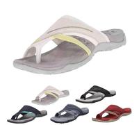 Women's Comfy Orthopedic Platform Sandals with Arch Support Flip Flops, Plantar Fasciitis Sandals with Toe Ring Loop (Beige,36)