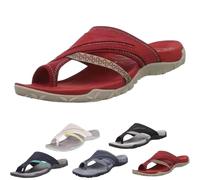 Women's Comfy Orthopedic Platform Sandals with Arch Support Flip Flops, Plantar Fasciitis Sandals with Toe Ring Loop (Red,38)