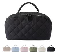 Women'S Cosmetic Bag, Fashion Travel Makeup Bags, Can Be Stored Flat, Large Capacity Cosmetic Bag (Black)