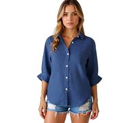 Women's Cotton Linen Button Down Shirt Long Sleeve Casual Loose Fit Blouse with Pocket Spring Summer Fall Lightweight Breathable Top Black