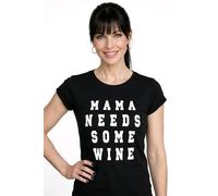 Women's cotton t-shirt "mama needs some wine" print, short sleeve W133 Nuovo