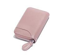 Womens Credit Card Holder Small RFID Blocking Ladies Wallet with Stainless Steel Zipper Excellent Genuine Leather Accordion Wallets Case for Women ID Compact Slim Blocked Zip Accordian Cards Pink