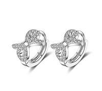 Women's Creole Earrings Silver Glitter Zirconia Sweet Butterfly Bowknot Simple Elegant Hoop Fashion Stud Earrings