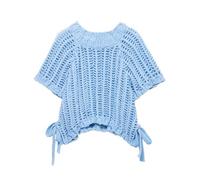 Women's Crochet Knit Crop Vest - Side Bow Tie Hollow-out Pullover for Spring & Summer Layering