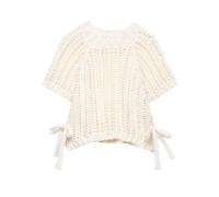 Women's Crochet Knit Crop Vest - Side Bow Tie Hollow-out Pullover for Spring & Summer Layering