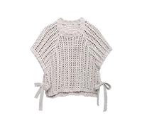 Women's Crochet Knit Crop Vest - Side Bow Tie Hollow-out Pullover for Spring & Summer Layering