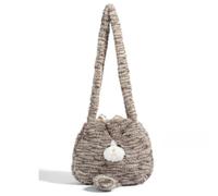 Women's Cute Plush Orange Cat Crossbody Bag,Soft Fluffy Animal Style Shoulder Bag,Large Capacity for Daily Use (Gray)