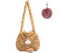 Women's Cute Plush Orange Cat Crossbody, Soft Funny Animal Style Shoulder Bag, Stylish Spacious Large Capacity Tote Bag