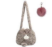 Women's Cute Plush Orange Cat Crossbody, Soft Funny Animal Style Shoulder Bag, Stylish Spacious Large Capacity Tote Bag