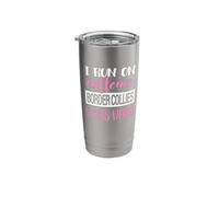 Womens Dog Mom I Run On Caffeine Border Collies Lover Bicchiere termico in acciaio inox doppia parete