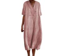 Womens Dresses Vintage Solid Color Flowing Dress with Pockets Summer Casual Maxi Dress Elegant Boho Beach Sundress D-91