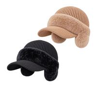Women's Ear Guard Knit Cap, Winter Ponytail Hat with Drop Down Ear Warmer | Winter Trendy Knitted Warm Hat With Ear Protection And Windproof Design,Warm, Casual Open-Top Knit Hat