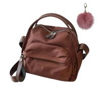 Women's Elegant Solid Color Shoulder Bag, Casual Nylon Handbag with Front Pocket, Lightweight Large Capacity Crossbody