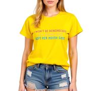 Womens Empowering Graphic Tee I Wont Be Remembered As A Woman Who Kept Her Mouth Shut Short Sleeve Crew Neck Casual Cotton Top for Women