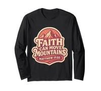 Womens Faith Can Move Mountains Bibbia Verso Citazione Christian Maglia a Manica
