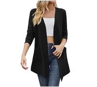 Women's Fall Winter Cardigans Mid-Length Solid Color Cardigan Double Side Pockets Long-Sleeved Sweater Female Cardigan