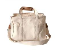 Women's Fashion Clear Canvas Large Capacity Tote Shoulder Bag For Student Shopping(White)
