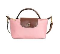Women's Fashion Colorblock Mini Crossbody Bag, Nylon Handbag with Adjustable Strap, Small Shoulder Bag for Shopping Commuting All Seasons (Pink)