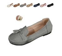Women's Fashion Soft-Soled Loafers, Work Flats Comfortable Lightweight Anti-Slip Leather Flat Loafers for Business, Casual, Work, grigio., 37 EU