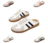 Women's Fashionable Contrast Mesh Design Lace Up Walking Shoes, all-Match Round Toe Slip On, Backless Sports Shoes (Black1,40)