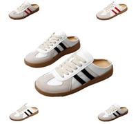 Women's Fashionable Contrast Mesh Design Lace Up Walking Shoes, all-Match Round Toe Slip On, Backless Sports Shoes (Black2,40)