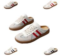 Women's Fashionable Contrast Mesh Design Lace Up Walking Shoes, all-Match Round Toe Slip On, Backless Sports Shoes (Red1,43)