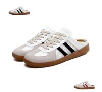 Women's Fashionable Contrast Mesh Design Lace Up Walking Shoes, Contrast Lace-Up or Slip-On Sneakers, Backless Sneakers Open Back Shoes for Women Comfortable (Black,36)