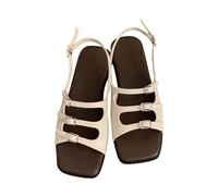 Women's Flat Sandals Casual Side Buckle Flat Roman Shoes Summer Fashion Sandals for Vacation Travel I-123