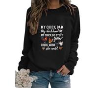 Womens Funny Chicken Graphic Sweatshirts I May Look Calm But in My Head Crew Neck Casual Long Sleeve Loose Pullovers