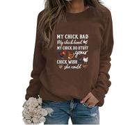 Womens Funny Chicken Graphic Sweatshirts I May Look Calm But in My Head Crew Neck Casual Long Sleeve Loose Pullovers