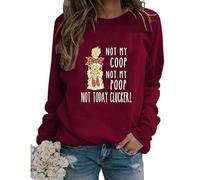 Womens Funny Chicken Graphic Sweatshirts I May Look Calm But in My Head Crew Neck Casual Long Sleeve Loose Pullovers
