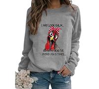 Womens Funny Chicken Graphic Sweatshirts I May Look Calm But in My Head Crew Neck Casual Long Sleeve Loose Pullovers