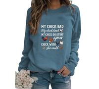 Womens Funny Chicken Graphic Sweatshirts I May Look Calm But in My Head Crew Neck Casual Long Sleeve Loose Pullovers