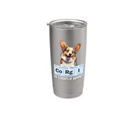 Womens Funny Elements of Happiness Red Tricolor Corgi Lover Bicchiere termico in acciaio inox doppia parete