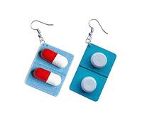 Women'S Girls 1 paio di orecchini pendenti a forma di pillola a forma di capsula divertenti adorabili affidabili Fashion Processed