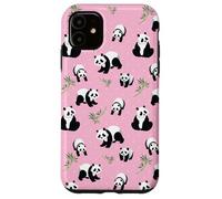 Womens Girls Cute Bamboo & Pink Polka Dot Baby Panda Lover Custodia per iPhone 11