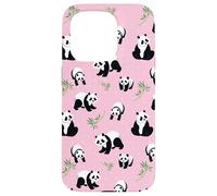 Womens Girls Cute Bamboo & Pink Polka Dot Baby Panda Lover Custodia per iPhone 15 Pro