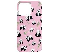 Womens Girls Cute Bamboo & Pink Polka Dot Baby Panda Lover Custodia per iPhone 15 Pro Max